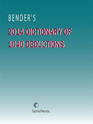 cover image of Bender's Dictionary of 1040 Deductions